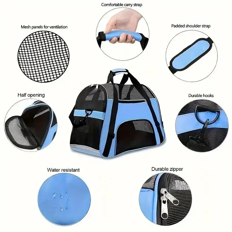 Portable Mesh Pet Carrier Bag – Travel & Outdoor Handbag for Small Dogs & Cats