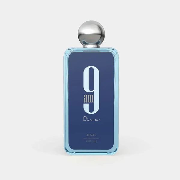 9 AM Dive perfume bottle showcasing invigorating notes of citrus and water for a refreshing scent experience.