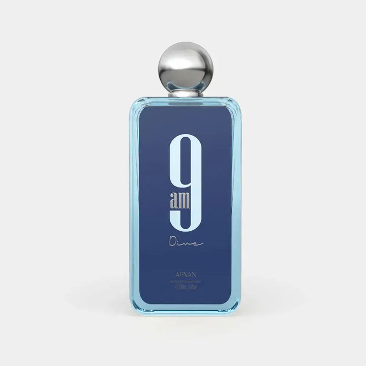 9 AM Dive perfume bottle showcasing invigorating notes of citrus and water for a refreshing scent experience.