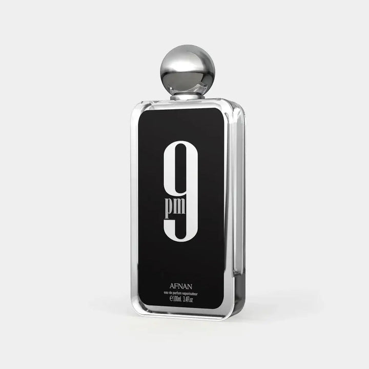 9 PM fragrance bottle showcasing its bold design and masculine aroma.