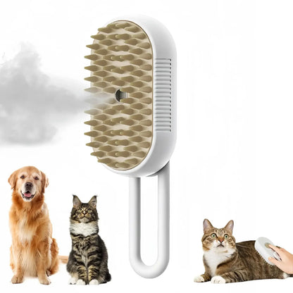 3-in-1 Steam Spray Pet Massage Brush – Hair Removal Comb for Cats & Dogs