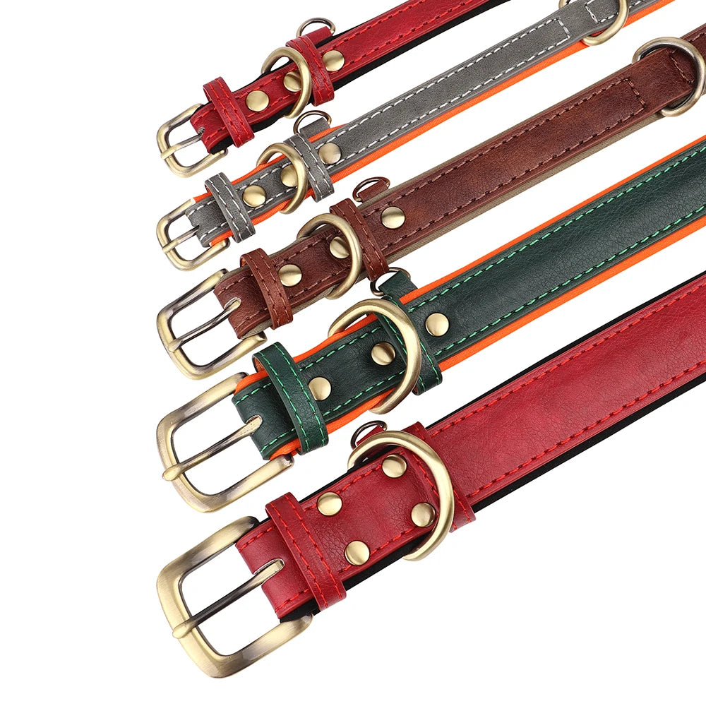 Personalized PU Leather Dog Collar with Free Engraved ID Tag