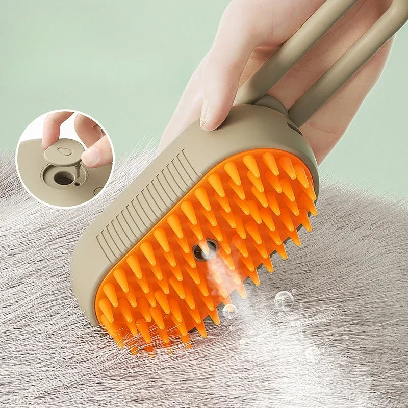 3-in-1 Steam Spray Pet Massage Brush – Hair Removal Comb for Cats & Dogs