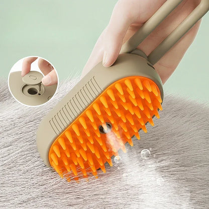 3-in-1 Steam Spray Pet Massage Brush – Hair Removal Comb for Cats & Dogs