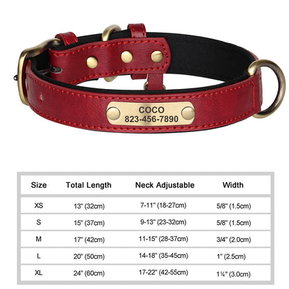 Personalized PU Leather Dog Collar with Free Engraved ID Tag