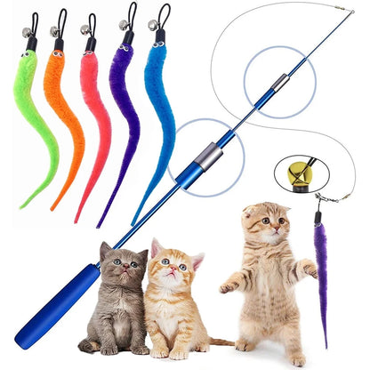 Replaceable Plush Cat Toy Worm Heads – Funny Cat Stick Accessories (5/6/10/11 Pcs)