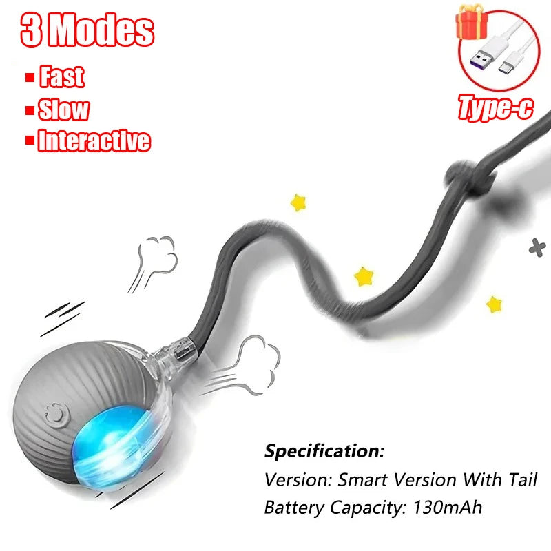 Automatic Rolling Cat & Dog Ball – Rechargeable Smart Interactive Toy