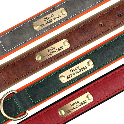 Personalized PU Leather Dog Collar with Free Engraved ID Tag