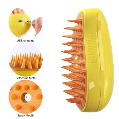 3-in-1 Steam Spray Pet Massage Brush – Hair Removal Comb for Cats & Dogs