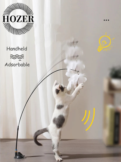 Cat Teaser Wand with Bell – Replaceable Feather Head