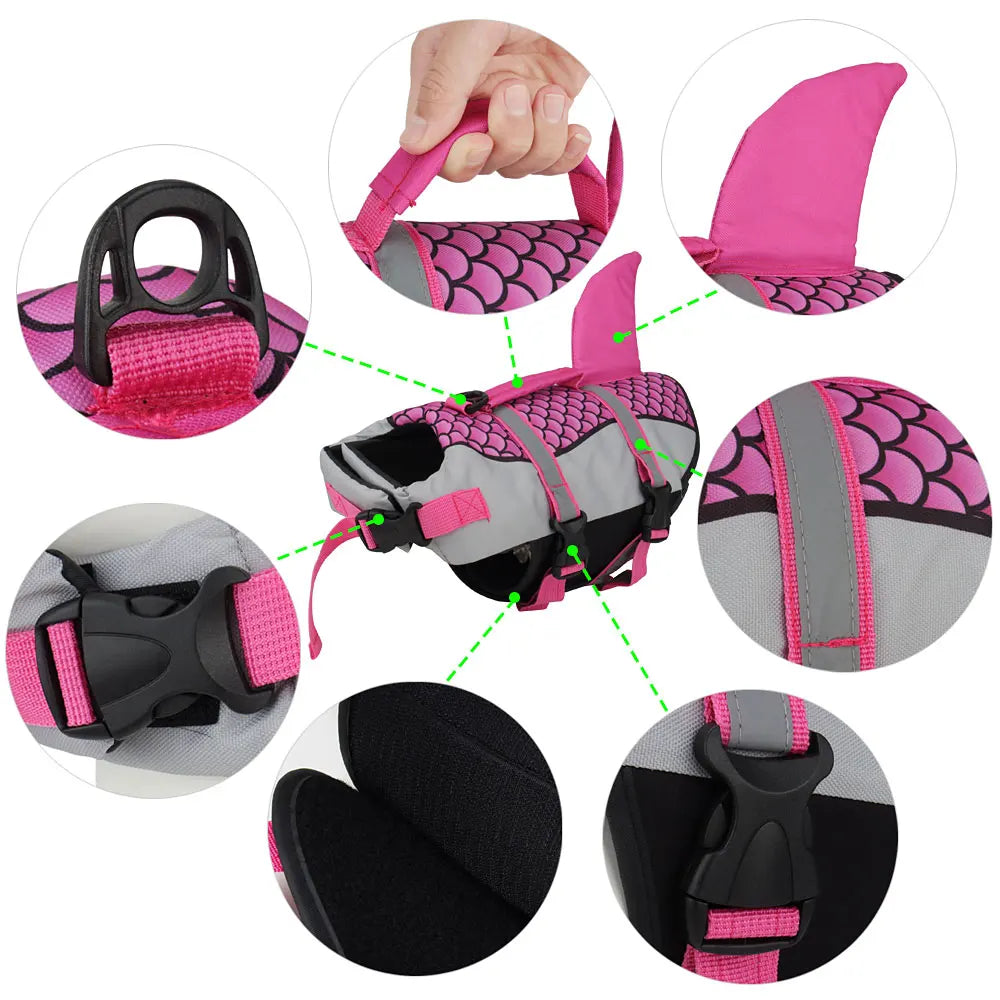 Shark-Style Dog Life Jacket – Summer Swim Vest for Pets