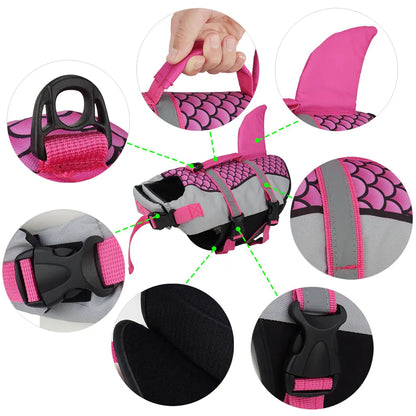 Shark-Style Dog Life Jacket – Summer Swim Vest for Pets