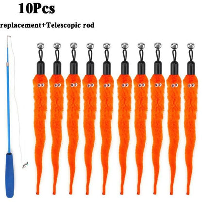 Replaceable Plush Cat Toy Worm Heads – Funny Cat Stick Accessories (5/6/10/11 Pcs)