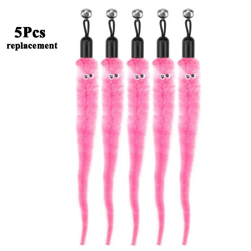Replaceable Plush Cat Toy Worm Heads – Funny Cat Stick Accessories (5/6/10/11 Pcs)
