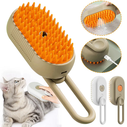 3-in-1 Steam Cat Brush & Grooming Comb