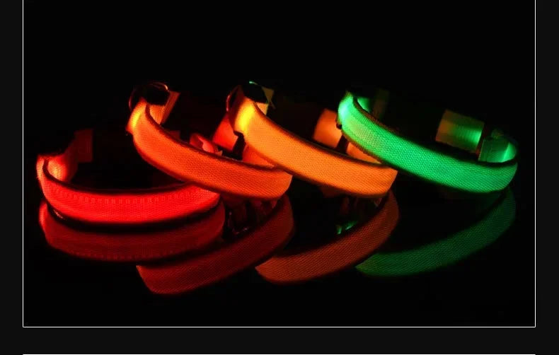 LED Nylon Dog Collar – Glow in the Dark Safety Collar