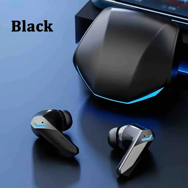 GM2 Pro Bluetooth 5.3 Earphones – Wireless In-Ear Gaming & Sports Headset in black with charging case