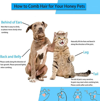 Dog & Cat Hair Remover Brush – Grooming Comb for Long-Haired Pets