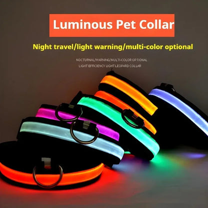 LED Nylon Dog Collar – Glow in the Dark Safety Collar