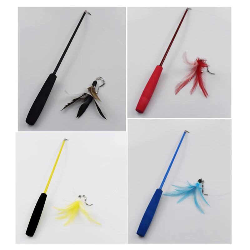Telescopic 3-Section Cat Teaser Wand – Interactive Kitten Toy