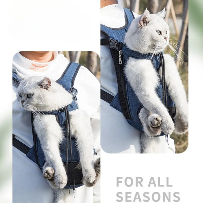 Portable Mesh Pet Carrier Backpack – Double-Shoulder Travel Bag