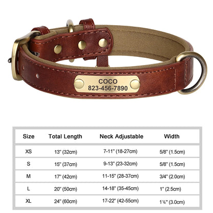 Personalized PU Leather Dog Collar with Free Engraved ID Tag