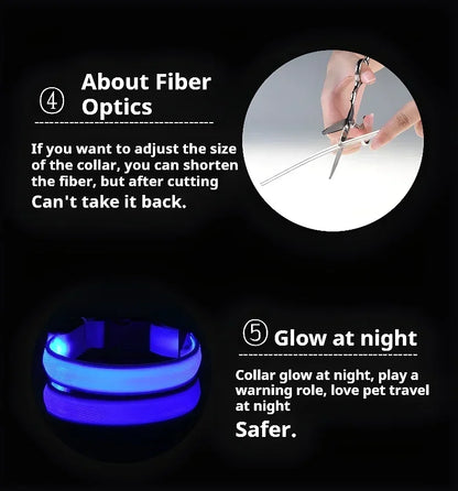 LED Nylon Dog Collar – Glow in the Dark Safety Collar