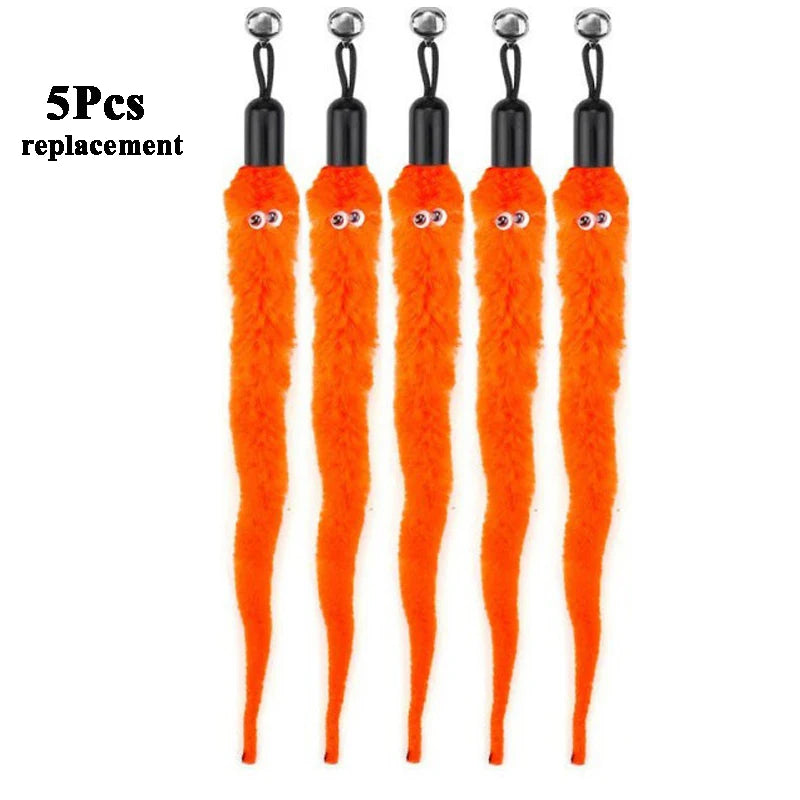 Replaceable Plush Cat Toy Worm Heads – Funny Cat Stick Accessories (5/6/10/11 Pcs)