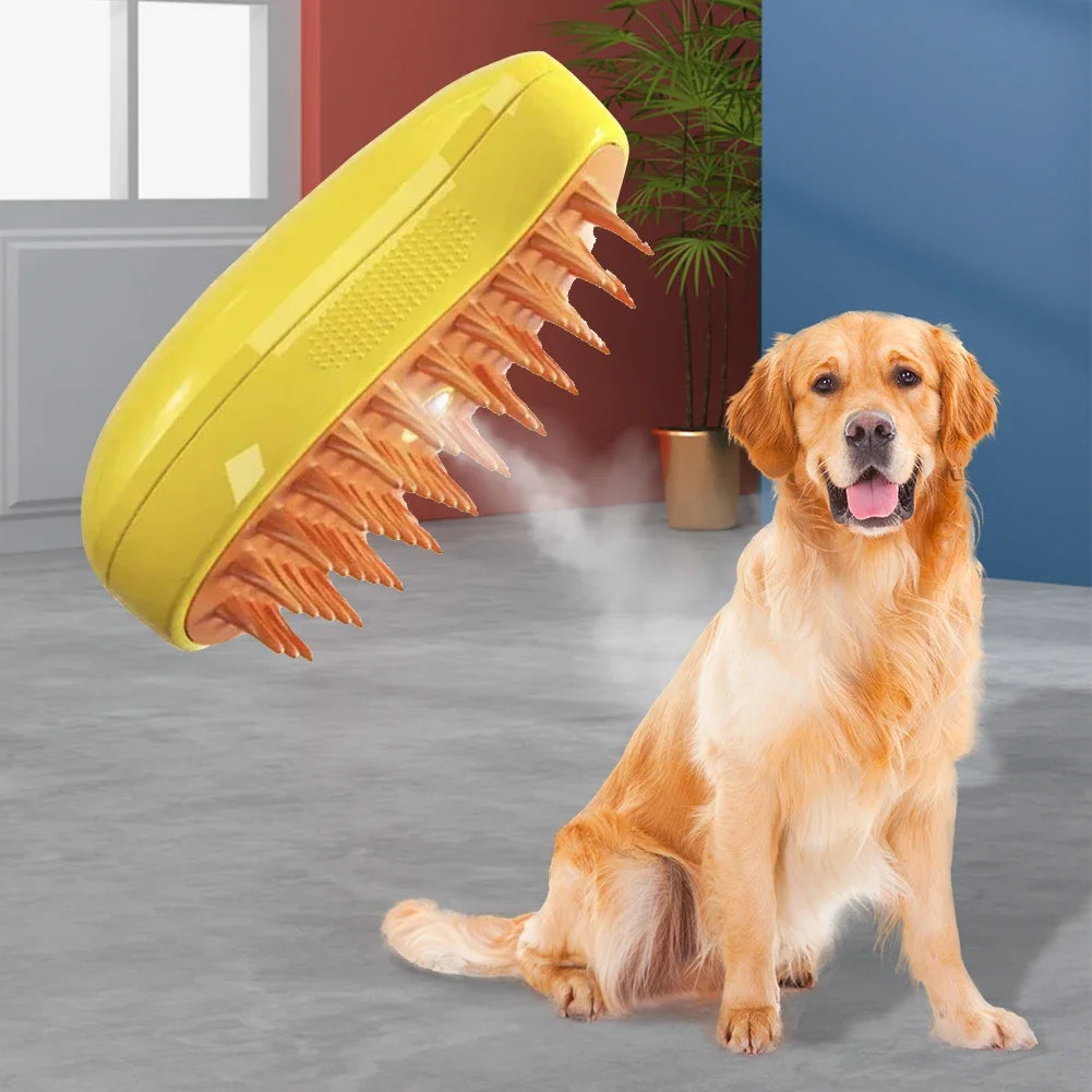 3-in-1 Steam Spray Pet Massage Brush – Hair Removal Comb for Cats & Dogs