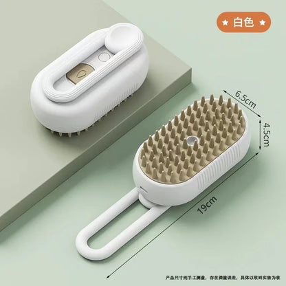 3-in-1 Electric Steam Pet Brush – Grooming & Massage Tool for Cats & Dogs