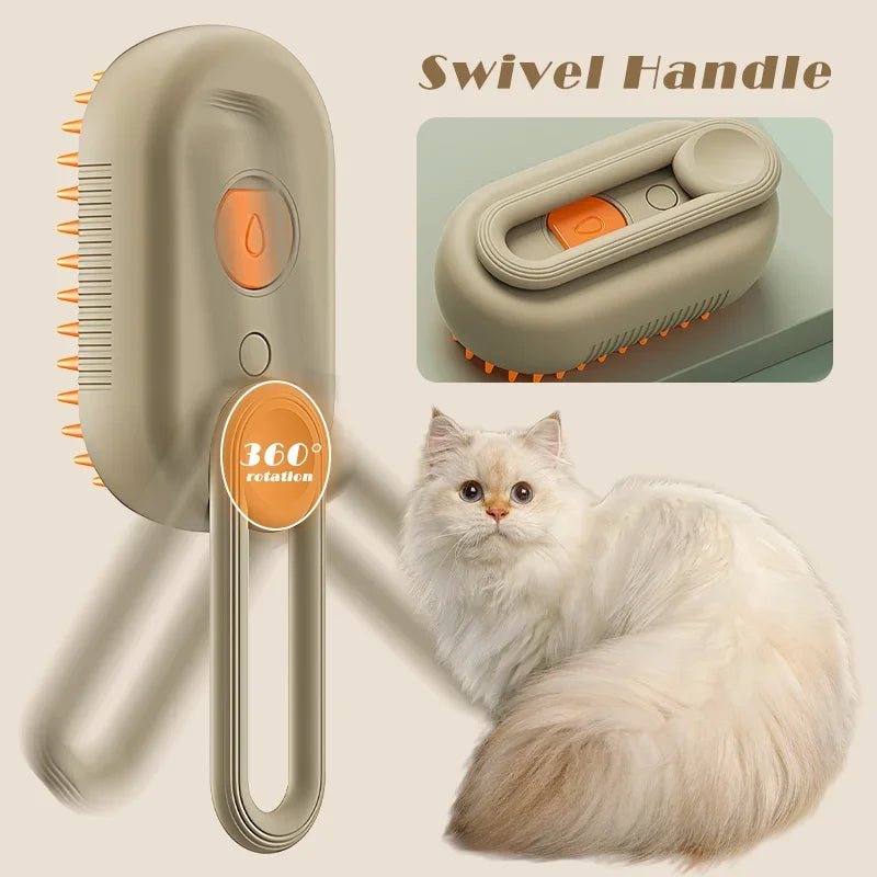 3-in-1 Steam Cat Brush & Grooming Comb