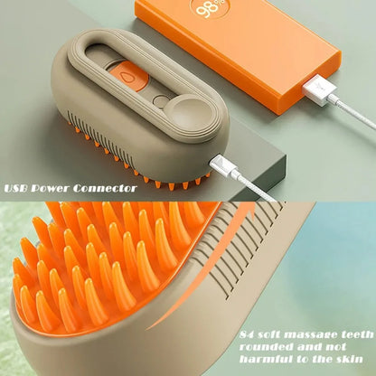 3-in-1 Electric Steam Pet Brush – Grooming & Massage Tool for Cats & Dogs