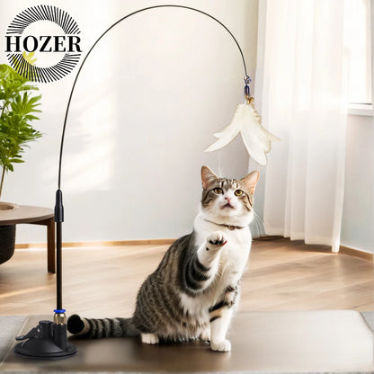 Cat Teaser Wand with Bell – Replaceable Feather Head