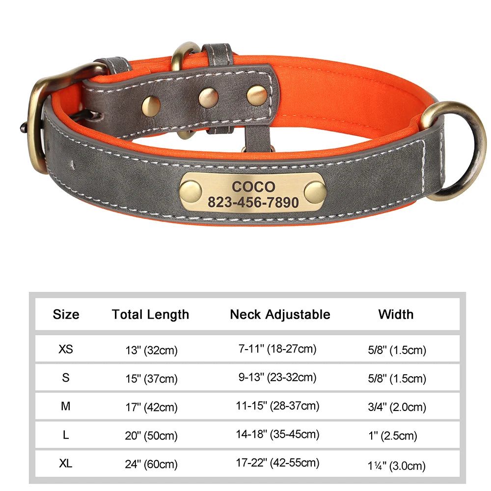Personalized PU Leather Dog Collar with Free Engraved ID Tag