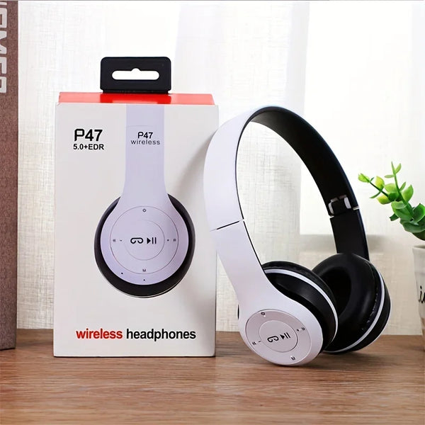 P47 Bluetooth 5.0 Wireless Foldable Headphones – HIFI Stereo Bass with Mic