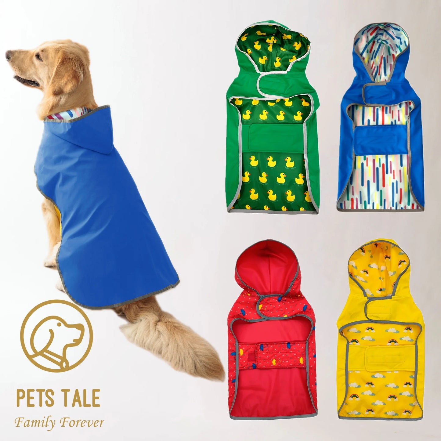 Double-Layer Yellow Dog Raincoat – Two-Way Wear