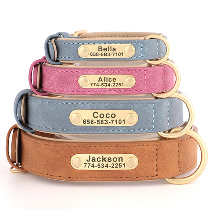Personalized PU Leather Dog Collar with Free Engraved ID Tag