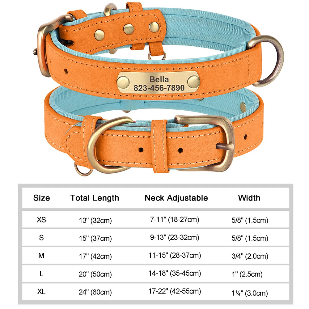 Personalized PU Leather Dog Collar with Free Engraved ID Tag