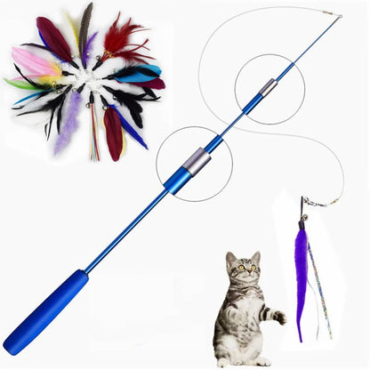 Telescopic 3-Section Cat Teaser Wand – Interactive Kitten Toy