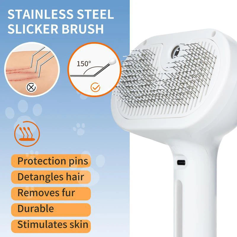Dog & Cat Steam Massage Comb – Soft Teeth Hair Removal Grooming Brush