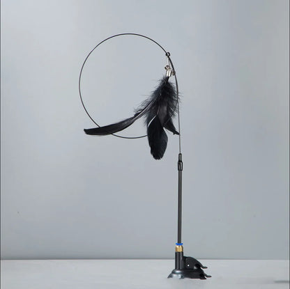 Cat Teaser Wand with Bell – Replaceable Feather Head