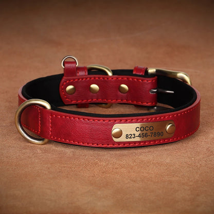 Personalized PU Leather Dog Collar with Free Engraved ID Tag