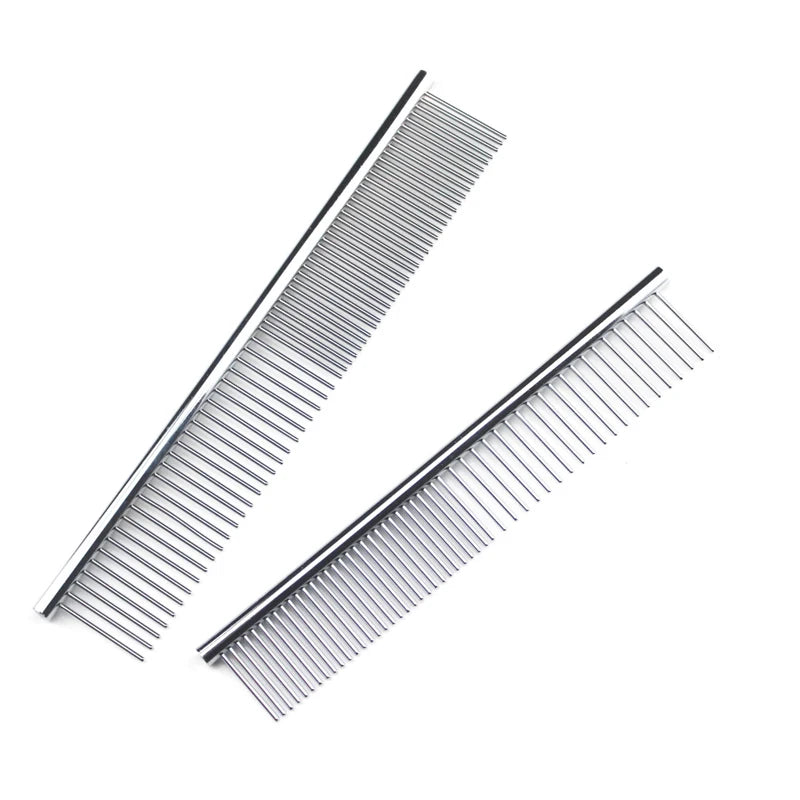 Stainless Steel Dog & Cat Grooming Comb – Long Hair Fur Removal Dematting Brush
