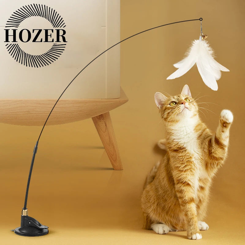 Cat Teaser Wand with Bell – Replaceable Feather Head