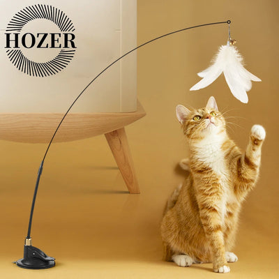 Cat Teaser Wand with Bell – Replaceable Feather Head