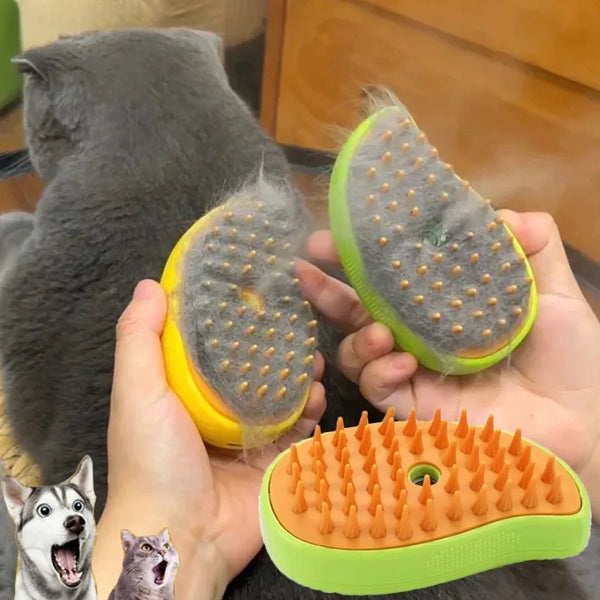 3-in-1 Electric Steam Pet Brush – Grooming & Massage Tool for Cats & Dogs