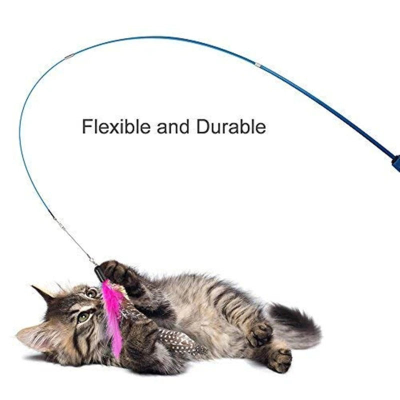 Telescopic 3-Section Cat Teaser Wand – Interactive Kitten Toy