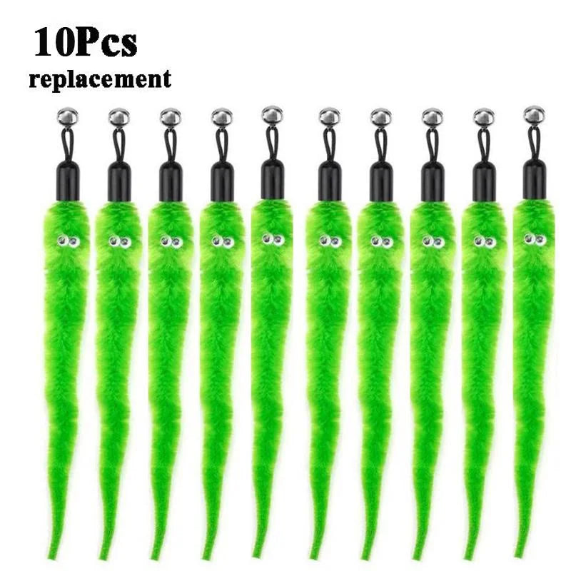 Replaceable Plush Cat Toy Worm Heads – Funny Cat Stick Accessories (5/6/10/11 Pcs)