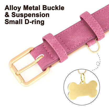 Personalized PU Leather Dog Collar with Free Engraved ID Tag