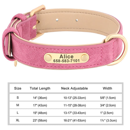 Personalized PU Leather Dog Collar with Free Engraved ID Tag